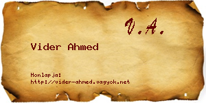Vider Ahmed névjegykártya